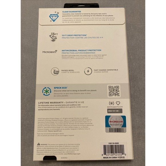 Speck Presidio Perfect Clear Drop Protection Case for iPhone 14 Plus Magsafe - Picture 4 of 6